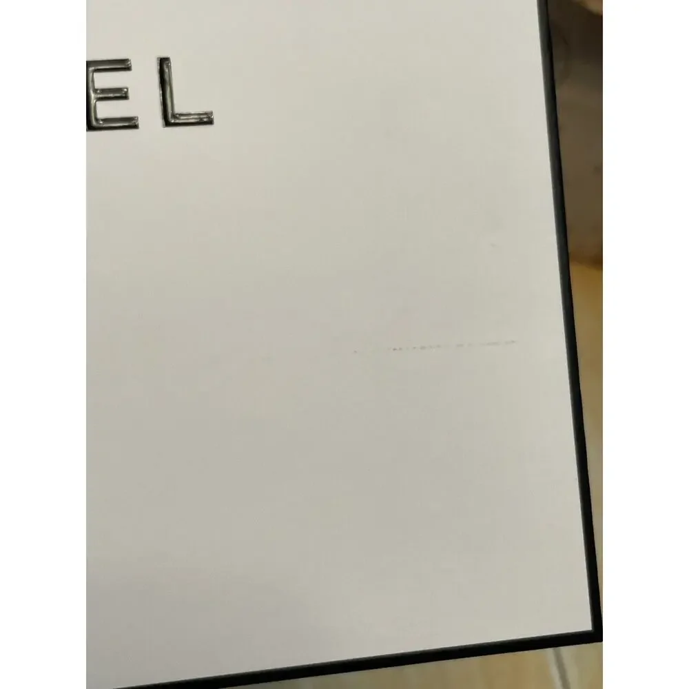 Chanel Gift Box Storage Square 8.5” x 8.5” x‎ 3.5” White Black Logo Cardboard